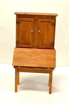 Slant Front Primitive Secretary/ Desk with Cupboard - Click Image to Close